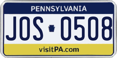 PA license plate JOS0508
