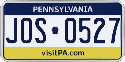 PA license plate JOS0527