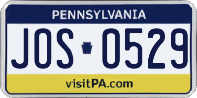 PA license plate JOS0529