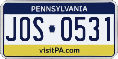 PA license plate JOS0531