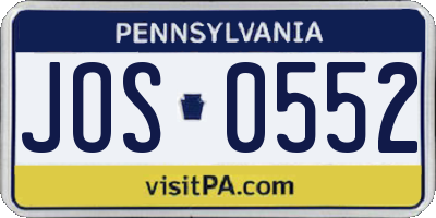 PA license plate JOS0552