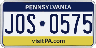 PA license plate JOS0575