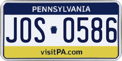 PA license plate JOS0586