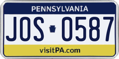 PA license plate JOS0587