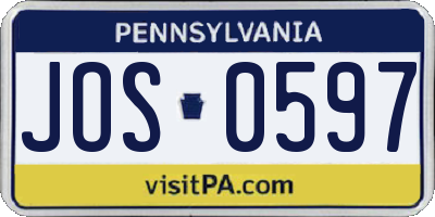 PA license plate JOS0597