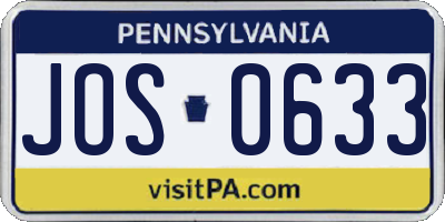 PA license plate JOS0633