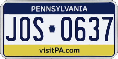 PA license plate JOS0637