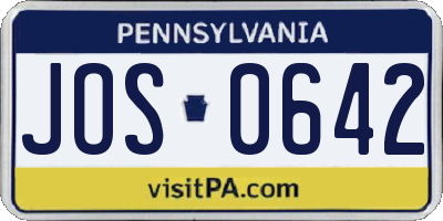 PA license plate JOS0642