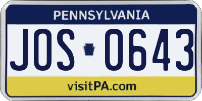 PA license plate JOS0643