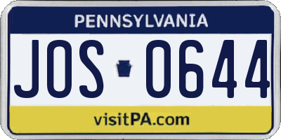 PA license plate JOS0644