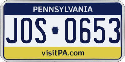 PA license plate JOS0653