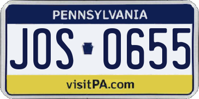 PA license plate JOS0655