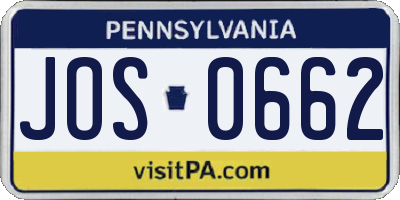 PA license plate JOS0662