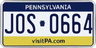 PA license plate JOS0664