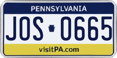 PA license plate JOS0665