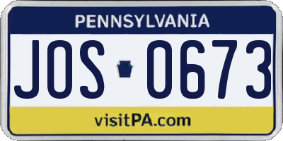 PA license plate JOS0673