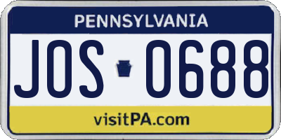 PA license plate JOS0688