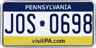 PA license plate JOS0698