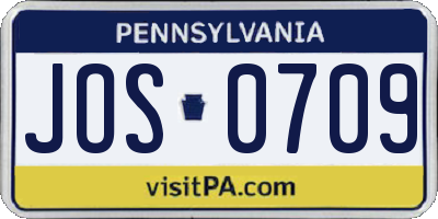 PA license plate JOS0709