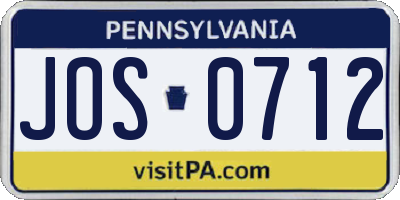 PA license plate JOS0712