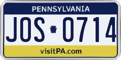 PA license plate JOS0714