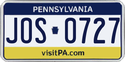PA license plate JOS0727