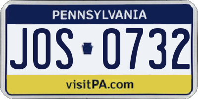 PA license plate JOS0732