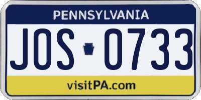 PA license plate JOS0733