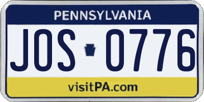 PA license plate JOS0776