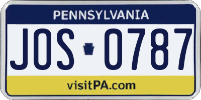 PA license plate JOS0787