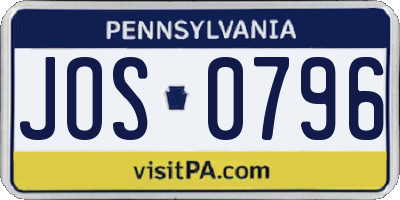 PA license plate JOS0796