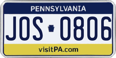 PA license plate JOS0806