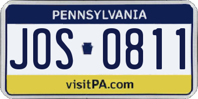 PA license plate JOS0811