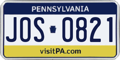 PA license plate JOS0821