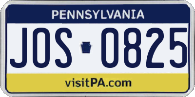 PA license plate JOS0825