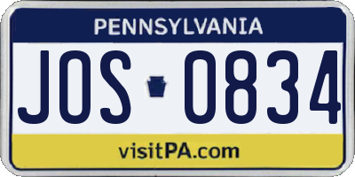 PA license plate JOS0834