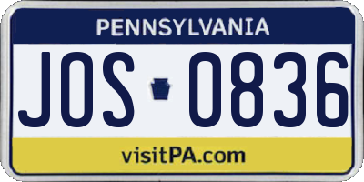 PA license plate JOS0836