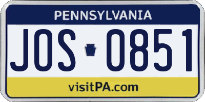 PA license plate JOS0851