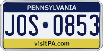 PA license plate JOS0853