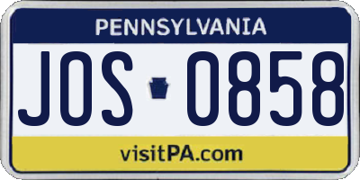 PA license plate JOS0858