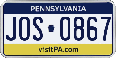 PA license plate JOS0867