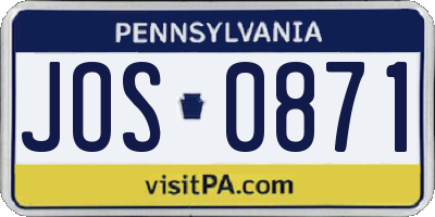 PA license plate JOS0871