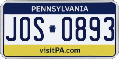 PA license plate JOS0893
