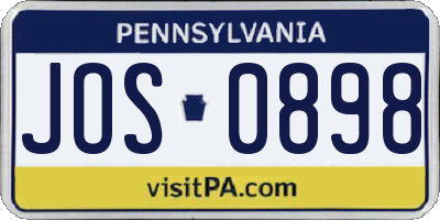 PA license plate JOS0898