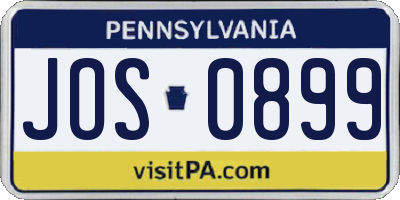 PA license plate JOS0899