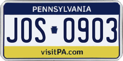 PA license plate JOS0903