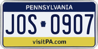 PA license plate JOS0907