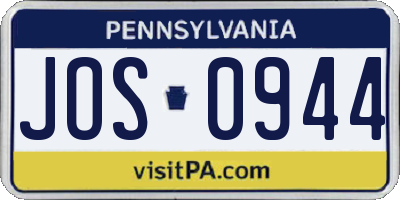 PA license plate JOS0944