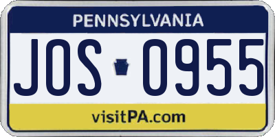 PA license plate JOS0955