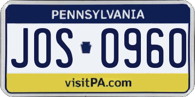 PA license plate JOS0960